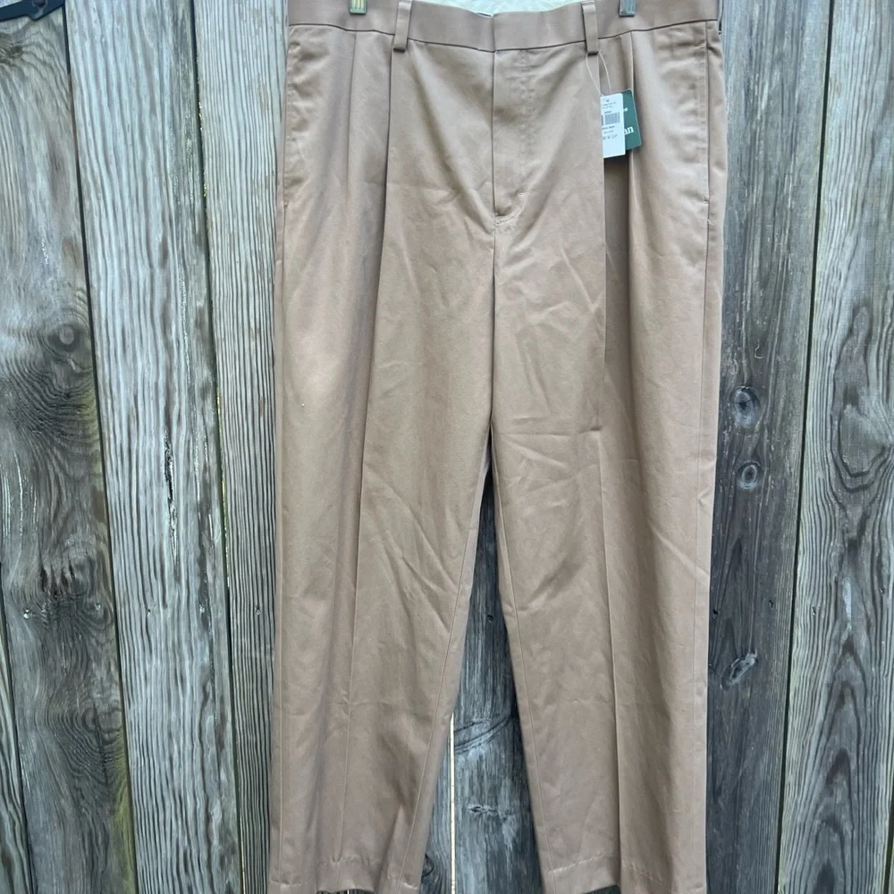 LL BEAN Dark Tan Khaki Pants Mens 36 Regular NWT NEW